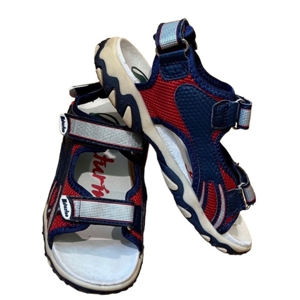 Naturino boys red & navy fabric sandals Sz 3​